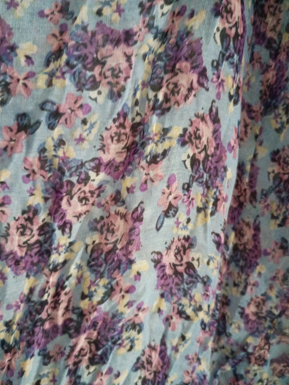 Light Blue Floral Ruffle  Scarf